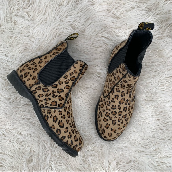 Dr. Martens Shoes - Dr. Martens Flora Hair On Chelsea Leopard Boots Size 8 Like New